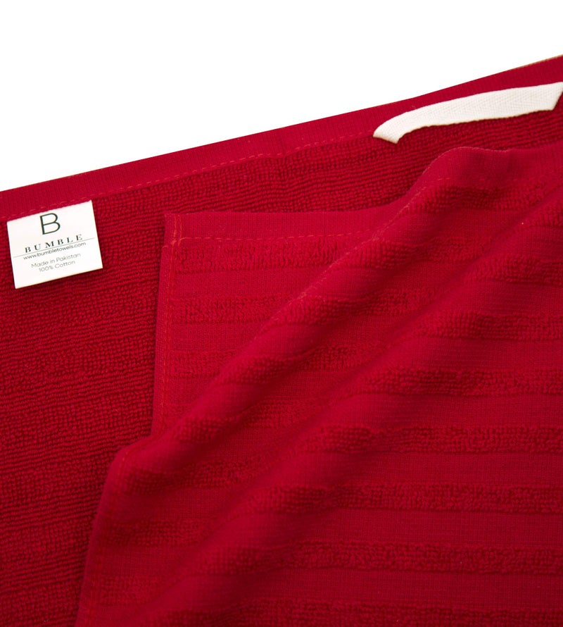Bumble Towels Premium Kitchen Towels (20â€x 28â€, 6 Pack) | Large Cotton Dish Towels | Flat & Terry Highly Absorbent Kitchen Linen Set with Hanging Loop | Red Striped - Image 4